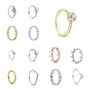 925 Pfund Silber New Fashion Charm Original Pandora Ring, Silberring, europäischer und amerikanischer neuer „Cinderella“ Blue Crown Ring