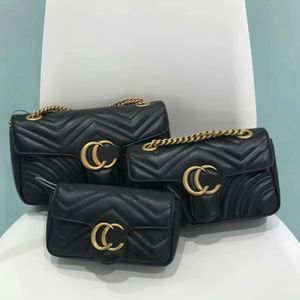 En kaliteli marmont zinciri omuz çantası kadın moda klasik lüks tasarımcı çanta bayan gerçek deri ziyafet siyah haberci crossbody çanta 06