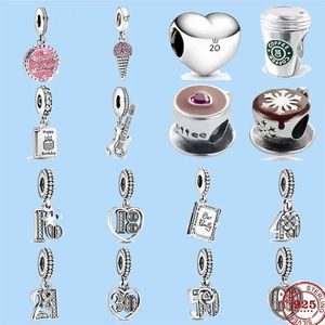 925 accessori con perline di fascino adatti a gioielli con ciondoli pandora Festa di buon compleanno Caffè freddo Libro di famiglia