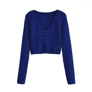 Kadın Örgü BBWM 2023 Kadınlar Y2K Vintage Lacivert Sweater Kız Sokak Giyim Moda V Boyun İnce Örgü HARDIGAN ŞEHİR KISA TOPLAR