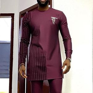 Camisetas masculinas Africano Midn Lenghed Round Pescoço de manga longa Male 2023 Primavera tradicional de tamanho plus slim Man