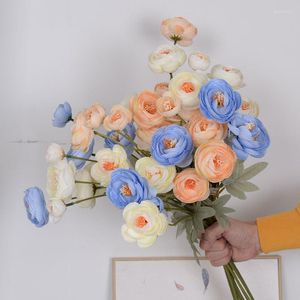 Декоративные цветы 4 головы Camellia Sasanque Artificial Bouquet для DIY Свадебная вечеринка Рождество