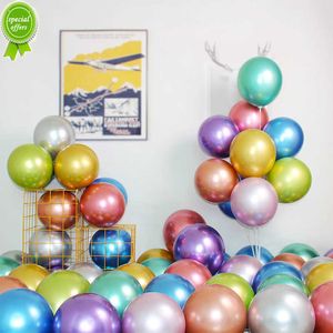 50pcs 10 inç parlak metal inci lateks balonlar kalın krom metalik renkler helyum hava topları doğum günü partisi dekor