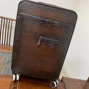 Чемоданы Seetoo 20 дюймов Cowhide Recolored Pull Prod Case Case Suitcase Boarting Sag Sage Text Настройка полного 55 35 22 см.