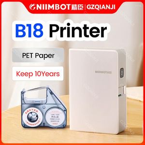 Niimbot B18 Etiket Yazıcı Termal Transfer Baskı Yapıştırıcı Kağıt Çıkartma Taşınabilir Bluetooth Maker, Şeritli Pet Rolls ile
