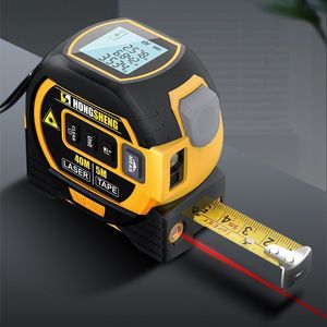 Tape Measures 3 In 1 Infrared Laser Rangefinder 5m Tape Measure Ruler LCD Display with Backlight Distance Meter Building Measurement Device 230516