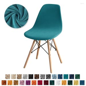 Sandalye, yumuşak kadife kabuk kapağı düz renk streç kolsuz elastik yemek koltuğu mutfak için ev el ziyafet