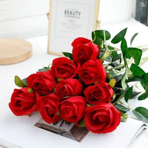 Декоративные цветы 12 шт./Лот искусственная шелковая ткань розы ресторан