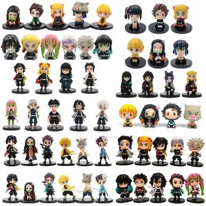 Anime manga q posket figür toptan iblis slayer mini figürin 9pcs 10pcs 14pcs set kimetsu no yaiba küçük pvc bebek masaüstü dekorasyon 230515