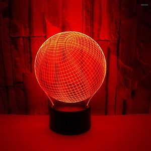 Gece Işıkları Basketbol 3D lamba 16 renk değiştirme Led Optik İllüzyon Işığı Çocuklar Spor Hayranları Hediyeleri Akrilik USB Tablo Yenilik