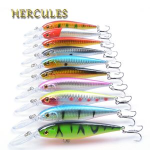 Приманки заманивают Hercules 10pcs Minnow Fishing Mure 11см 10,5 г артивиальных вобблеров твердые пластиковые приманки дайвинг 2,5-4 м. Песка рыбные шайбы 230516