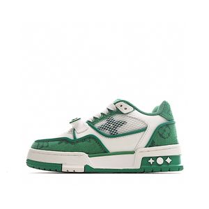 Designer Kids Virgil Trainer Sapatos Casuais Denim Canvas Couro Abloh Branco Verde Vermelho Azul Carta Sobreposições Plataforma de Moda Mens Mulheres Baixas Sapatilhas