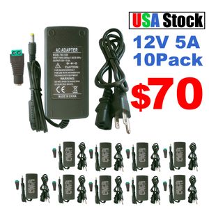 DC12V 5A Güç Kaynağı Aydınlatma Transformatörleri 50/60Hz US Fişi 6.2ft Güç Kablosu AC 100-240V Anahtarlama 5.5mm x 2.5mm 3D Yazıcı Kameraları CCTV USASTAR