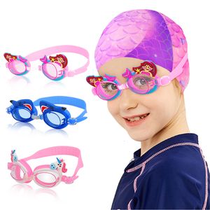 goggles Professionelle Schwimmbrille Mädchen Cartoon Brille mit Ohrstöpsel Wasserdichte Anti-Fog-Brille für Kinder Kinder Geschenke 230515