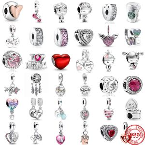 100% 925 STERLING Silver Charms Boy Kızlar Ben Mom Aile Yaşam Ağacı Güzel Boncukları Seviyorum Orijinal Pandora Takımları Bilezik Kolye Kadın Diy tasarımcı mücevher