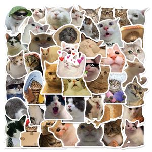 50PCS Popular Cartoon Funny Cat Stickers Dazzle Realistic Kitty Expression Graffiti Sticker Waterproof Notebook Scrapbooking Phone Laptop Decoration Decals 4