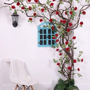 Decorative Flowers 300cm Artificial Rose Rattan Ivy Vine Silk String For Home Wedding Wall Decoration Fake Leaf Diy Hanging Garland