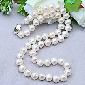 Anhänger Halsketten Natürliche Perlenketten 9–10 mm Süßwasserperlenschmuck 925 Sterling Silber Halskette für Frauen Verlobungsgeschenk 230516