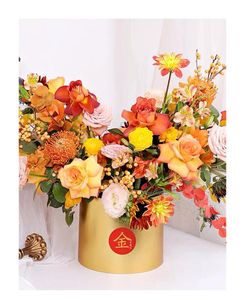 Подарочная упаковка 2 / Set Creative Gold Foil Foil Pot Открытие корзины для корзины букет