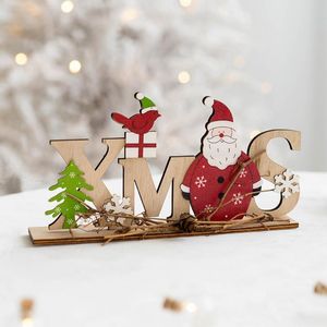 Рождественские украшения английское письмо деревянные украшения деревянные подвеска навидад дерево олени diy ремесла год 2023 висящие подарки