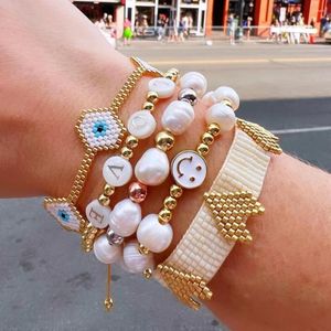 Strand Zastyt Boncuklu Bileklik Kadın Mücevher Setleri Miyuki Tatlı Su İnci 18K Altın Kaplama Boncuklar El Yapımı Takı