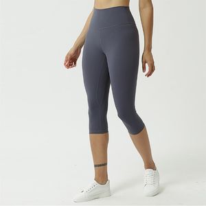 Lu kadın yoga tozlukları hizalanma fitness kırpılmış pantolon yumuşak yüksek bel kapri pantolon kalça asansör elastik gündelik koşu pantolon m1902