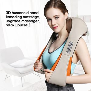 Back Massager Home Car U Shape Electrical Shiatsu Vertebra Massager Shawl Health Care Neck Shoulder Finger Massage Infrared 4D Kneading 230517