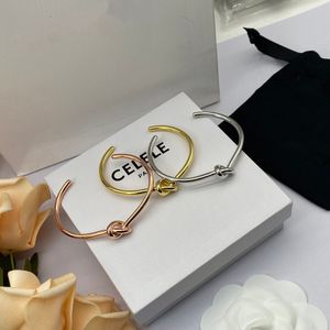 Moda de moda aberta Bangle Knot de alta qualidade Rose Gold Silver Bracelets Brand Brand High Quality Women Jewelry Anniversary Presente