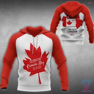 Мужские толстовки канады 3D -печатный флаг с капюшоном на заказ Zipper Retro Casual Pellover Fashion Unisex