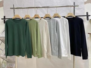 Yeni Erkek Tişörtleri Nefes Alabilir Gevşek Uyum Uzun Kollu T-Shirt Moda Sıradan Nakış Uzun Kollu Katı Yuvarlak Boyun Koruma Sweatshirt Altay