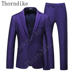 Erkek Suit Blazers Thorndike Fashion Blazer İki Parçalı Bir Düğme İnce Uygun Ekose Gelinlik Erkekler için Sıradan Asya Boyutu 6xl 2 Renk