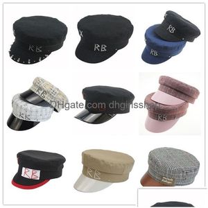 Berets Simple RB Hat Women Men Men Street Fashion Style Hats шляпы черные плоские крышки Drop Ship Cap 220511 Доставка аксессуаров Garffe G DH7JT