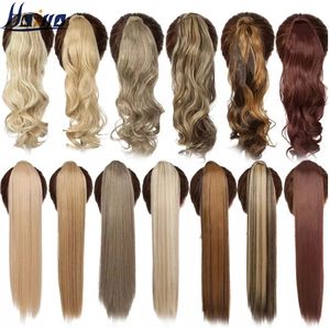 At kuyruğu Hairro 17''23 '' Saç Uzatmalarında At kuyruğu Klipsi Etrafında Uzun Düz Ponytail Sargısı Doğal Saç Parçası Sentetik Saç 230518