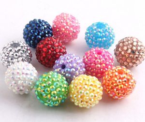 Boncuklar kwoi vita el yapımı renkli 12mm 20mm 22mm tıknaz reçine rhinestone boncuk topu çocuklar için kız takı yapımı