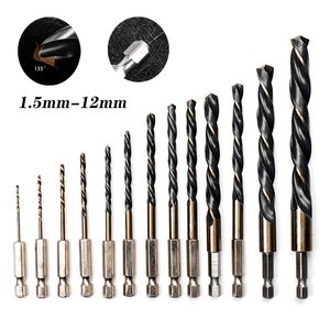 Drill Bits Hex Shank HSS Twist Drill Bit Set Hex Shank for Quick Change Wood Metal Hole Cutter Core Drilling Tool Power Tools Accessories 230517