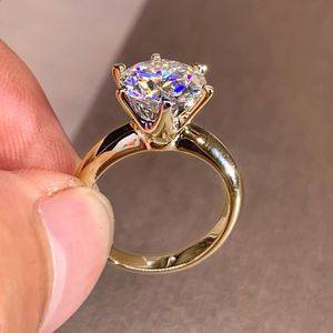 Alyanslar 3CT Diamond Solitaire Kadın Gümüş 925 Sarı Altın Moissanit Nişan 2CT Moissanite Sertifika 230517