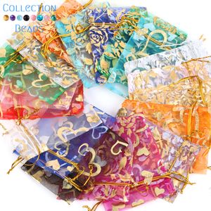 Jewelry Stand 50pcsLot Colorful Drawstring Organza Bags Packaging Candy Wedding Party Wholesale Gifts Pouches Wholesales 230517