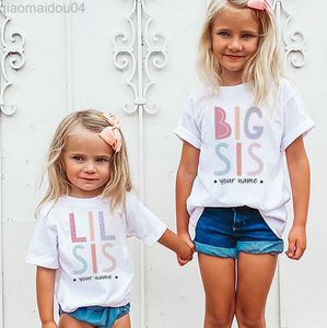 T-Shirts kişiselleştirilmiş küçük abla ikizler kardeş tişört özel isim grafik tişörtler çocuk kıyafetleri duyuru üstleri özelleştirilebilir aa230518