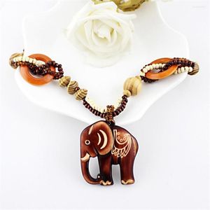 Anhänger Halsketten 2023 Boho Schmuck Ethnischen Stil Lange Handgemachte Perle Holz Elefanten Halskette Für Frauen Preis Anständige Großhandel Dropship