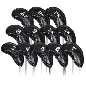 Club Heads 12Pcs Portable PU Golf Club Iron Head Covers Protector Golfs Head Cover Golf Headcovers Set Waterproof Pattern Covers 230516