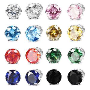 Stud 2PC Crystal Strong Magnetic Ear Stud Easy Use Clip Earrings For Women Men Punk Round Zircon Magnet Earrings Non Piercing Jewelry Z0517