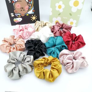 İpek saç bağları düz renkli elastik saç scrunchie at kuyruğu tutucu ipi vintage saç aksesuarları çocuklar için siyah mavi pembe yumuşak kauçuk bant yetişkin ba05 q2