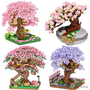 Blocchi Mini Sakura Tree House Build Block City Street View Cherry Blossom Modello Building Blocks Giocattoli per bambini giocattolo PER REGALO R230629