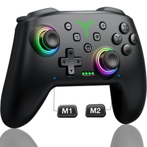 Oyun Denetleyicileri Joysticks Kablosuz RGB Anahtar Denetleyicisi Switcholedlit ve Programlanabilir Turbo 6axix Gyro 230518