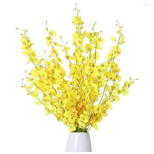 Dekoratif Çiçekler 12 PCS Sarı Yapay Gypsophila Kurutulmuş Orkide Çiçek İpek Sahte Dans Buket