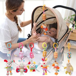 Rattles Mobiles Baby Sensory Hanging Soft Learning Toy Plush Animals Stroller Infant Car Bed Crib with Teether for Bebe Babies Toddlers 230518