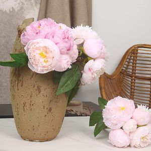 Dekoratif Çiçekler Toptan İns Lüks Yapay Sahte Çiçek Oturma Odası Sundurma Düğün Dekorasyonu Altı Kılıç Buket Şakayık