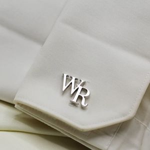 Custom One Pair Two Letters Cufflinks Jewelry Stainless Steel Double Initials Wristband Women Workplace Accessories