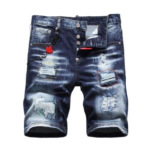 Erkek kot pantolon açık mavi denim şort yaz delikleri yüksek kaliteli erkek streç uyumu yırtık dsq boyutu 42 230519