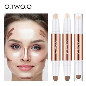 O.TWO.O Double-Ended Contour Stick - Waterproof Matte Concealer & Highlighter Pencil for Face Contouring
